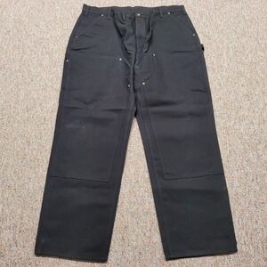 Carhartt Pants Men 44x32 Black Duck Canvas Loose Fit Double Knee Rugged Workwear